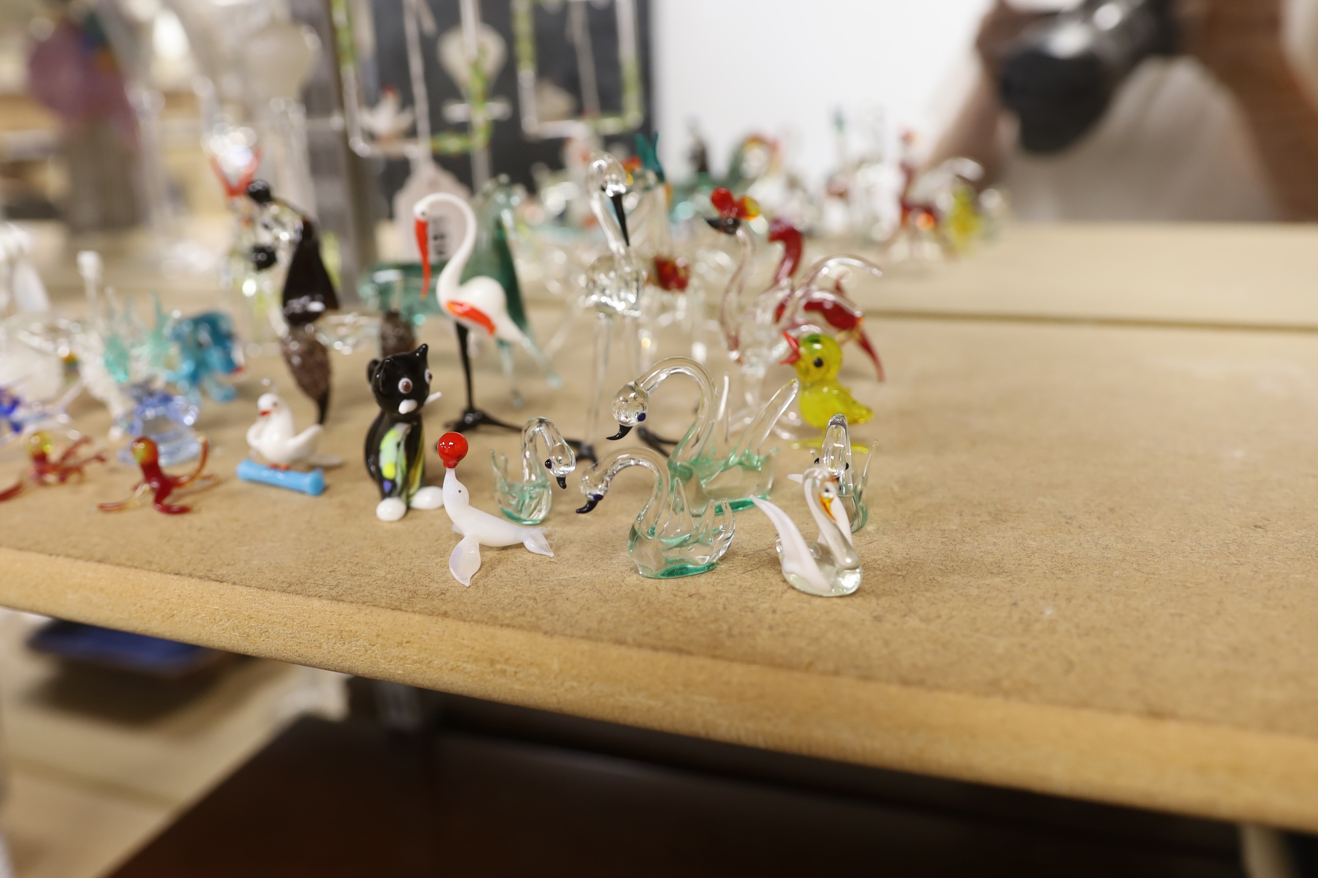 A group of Venetian glass toy animals, etc., tallest 16cm high (39)